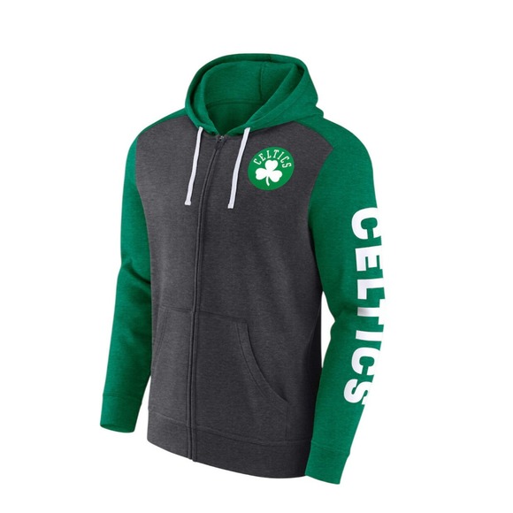 Fanatics Other - Men's Fanatics Boston Celtics‎ 2XLT Full Zip Hoodie Green and Charcoal NBA